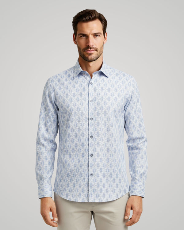 Long Sleeve Printed Satin Shirt