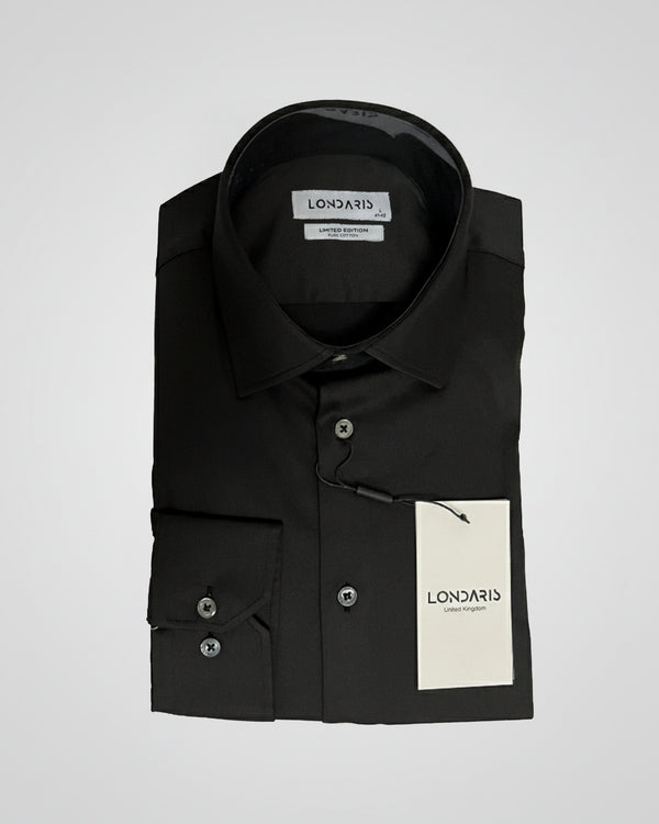 Long Sleeve Black Twill Shirt