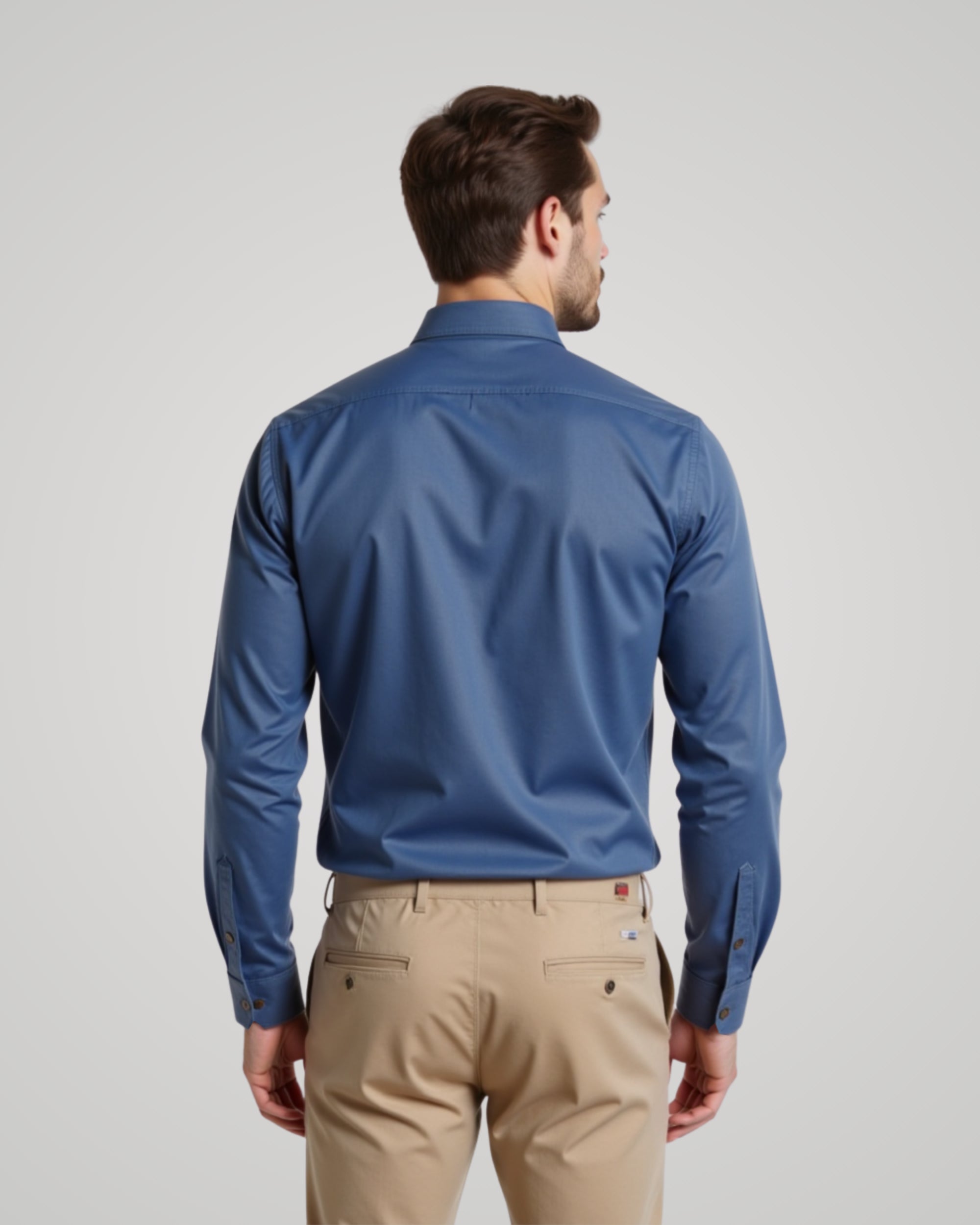 Long Sleeve Steel Blue Poplin Shirt