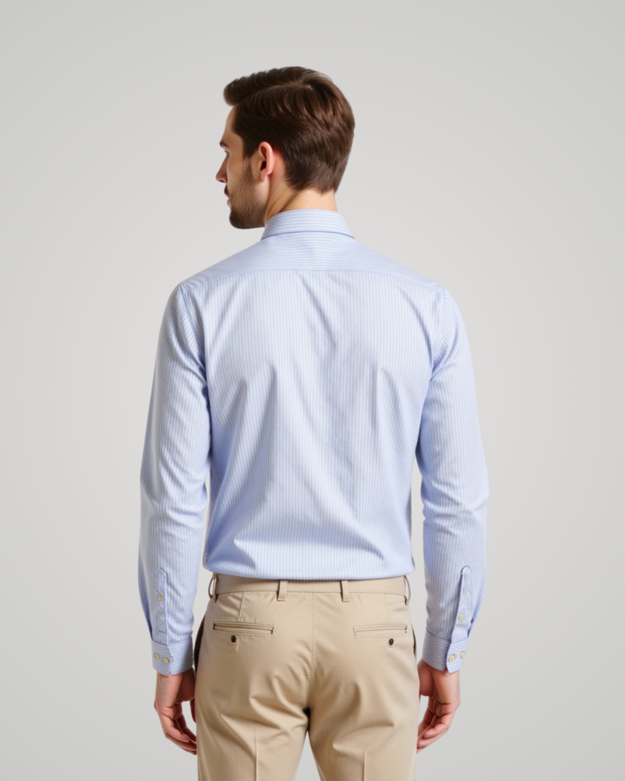 Long Sleeve Steel Light Blue Striped Shirt