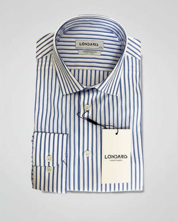 Long Sleeve Steel Light Blue Striped Shirt