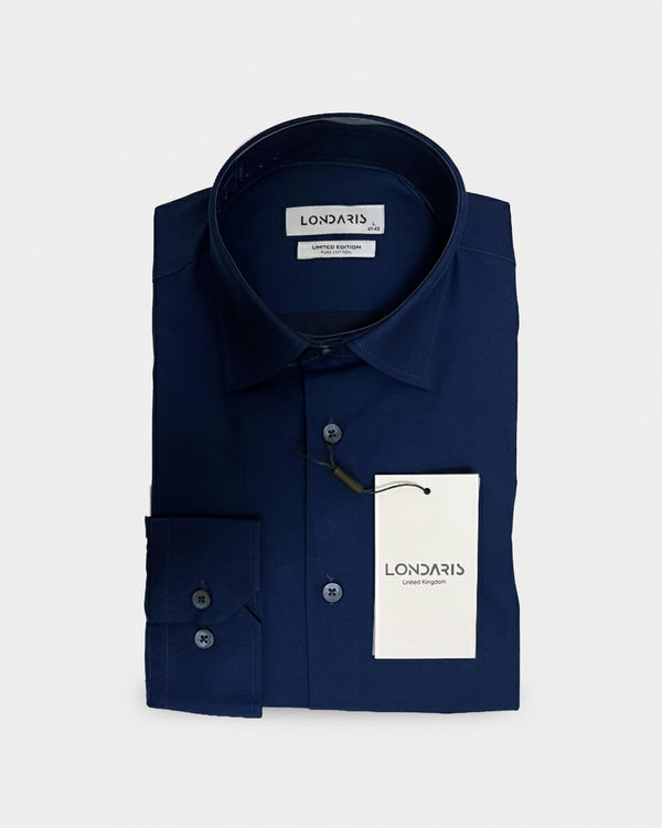 Long Sleeve Navy Blue Satin Shirt