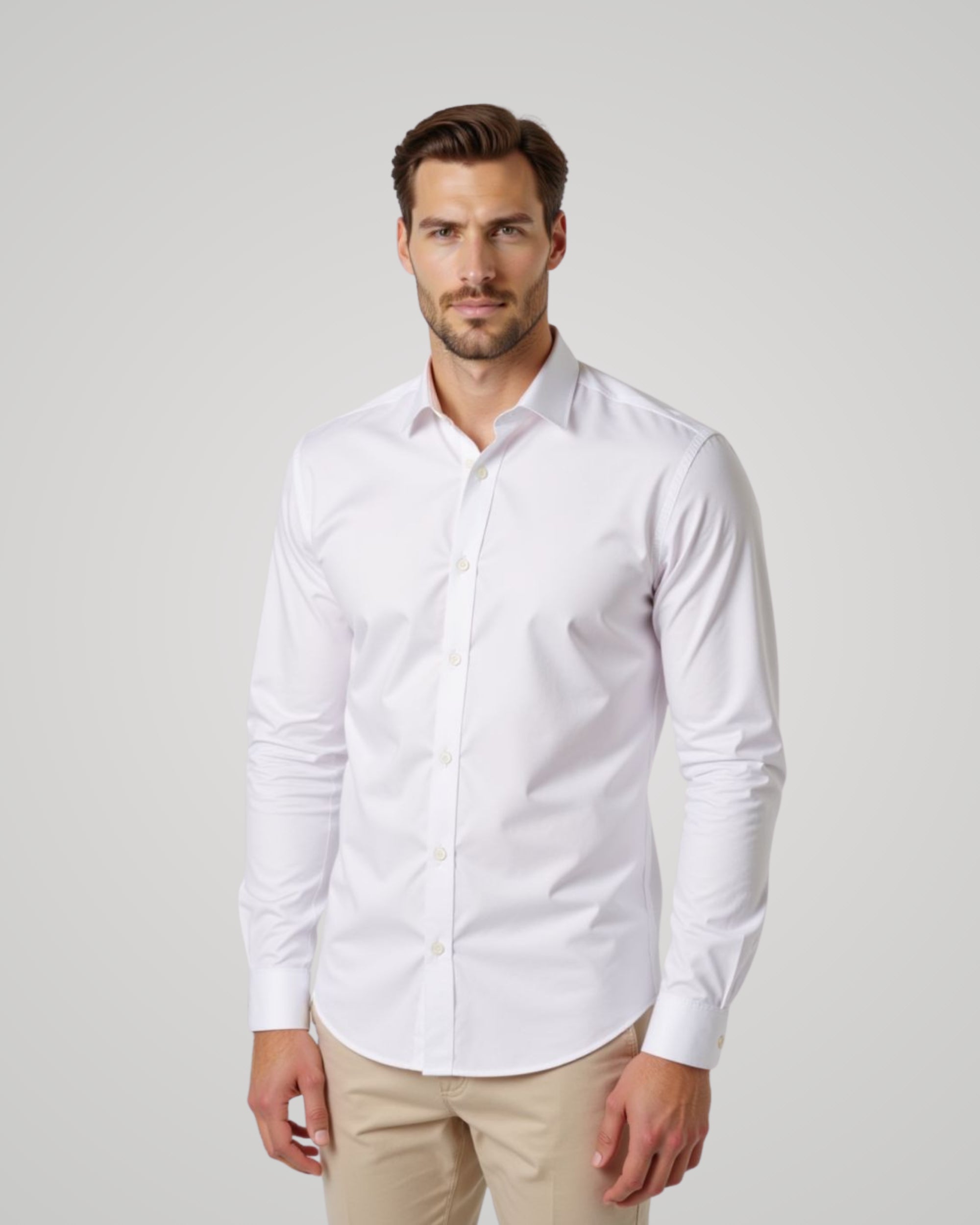 Long Sleeve Dark Ecru Satin Shirt