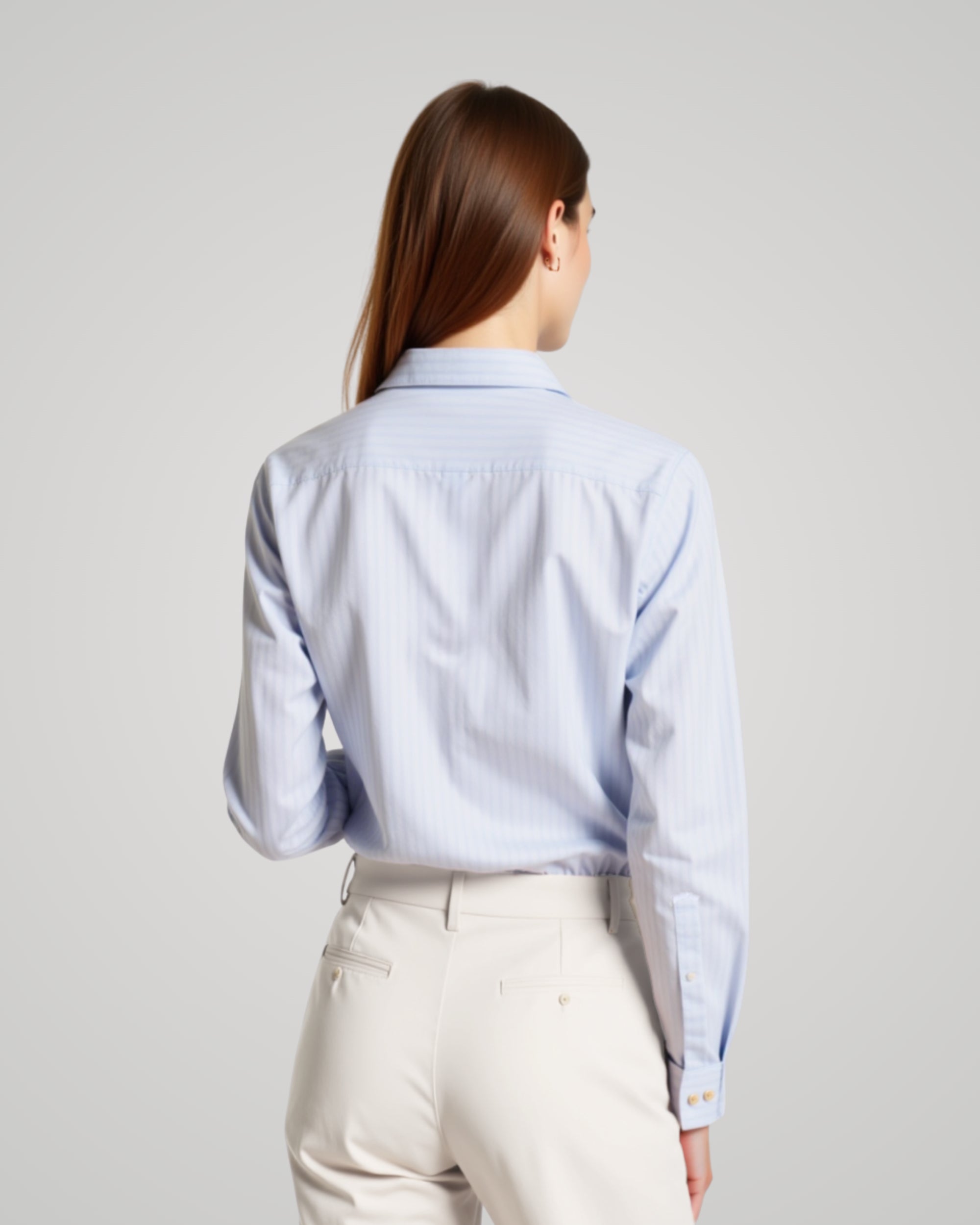 Long Sleeve Blue Striped Poplin Shirt
