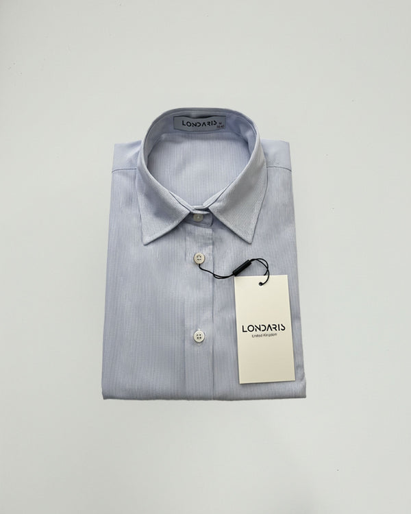 Long Sleeve Blue Striped Poplin Shirt