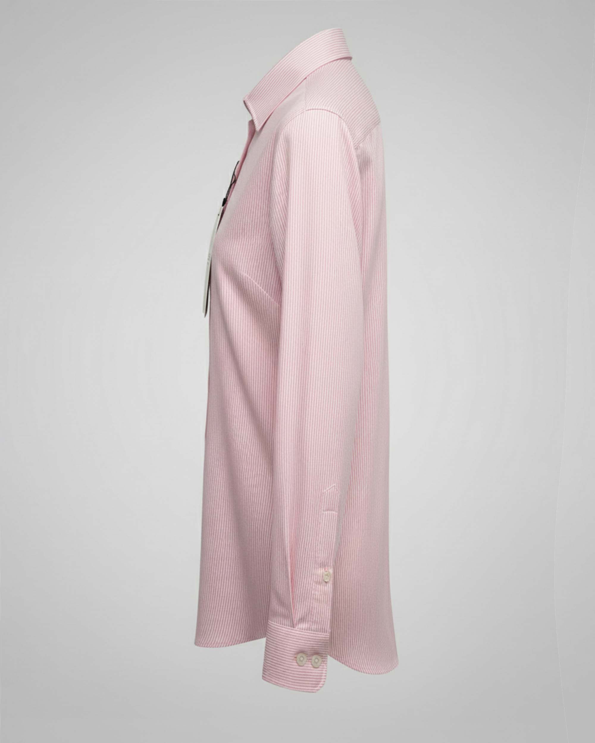 Long Sleeve Diagonal Fine Pink Striped Dobby Shirt