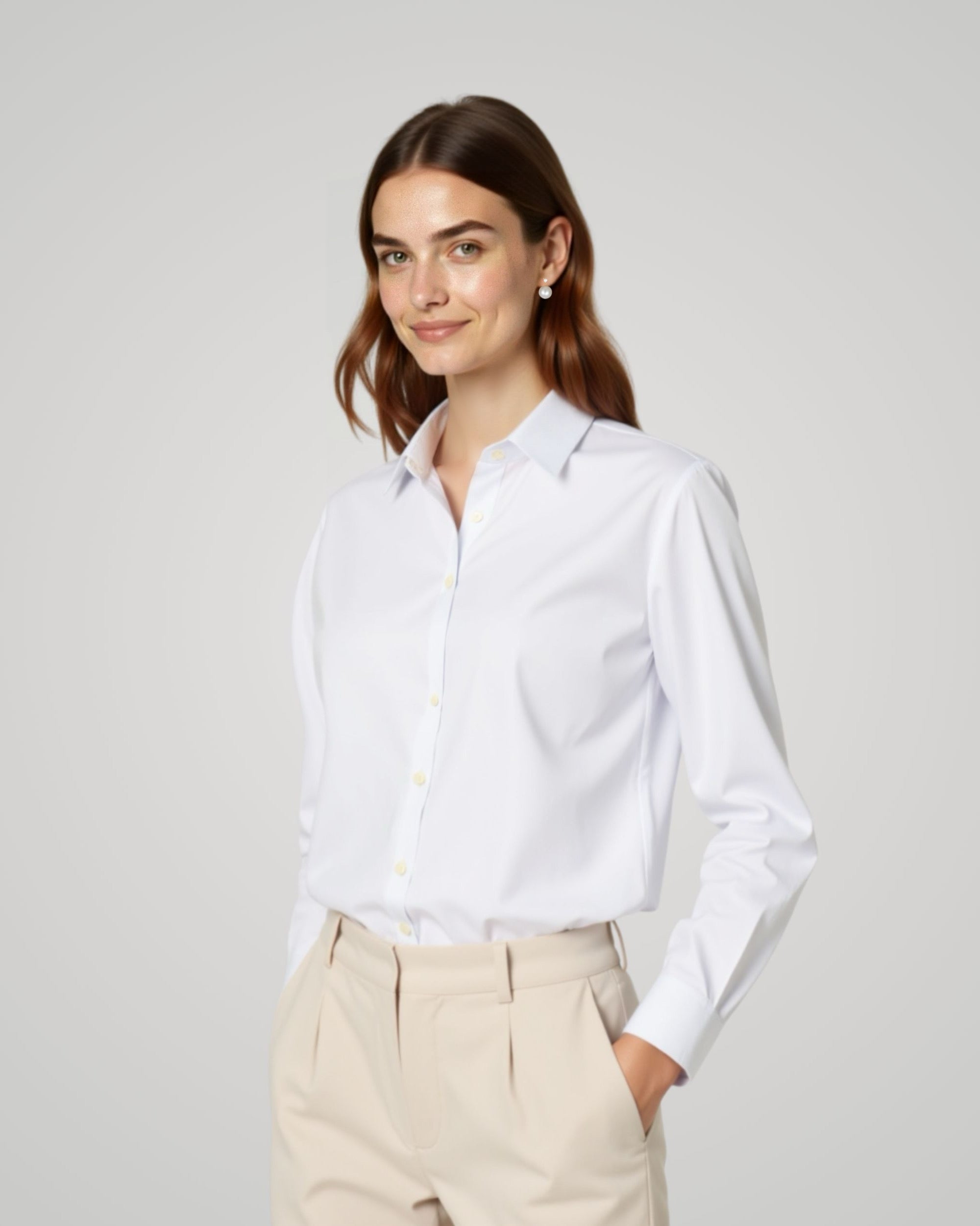 Long Sleeve Ecru Twill Shirt