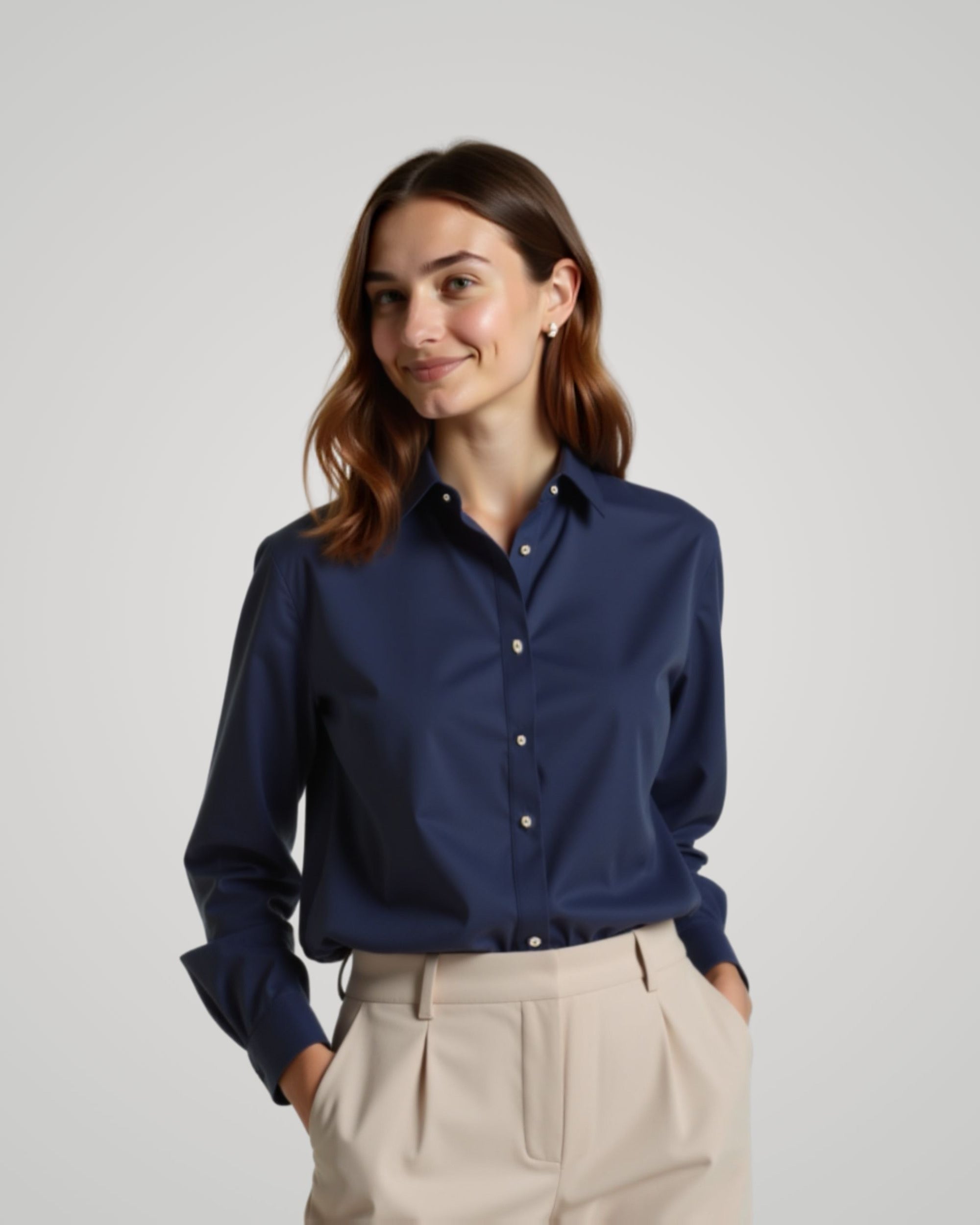 Long Sleeve Dusty Blue Twill Shirt