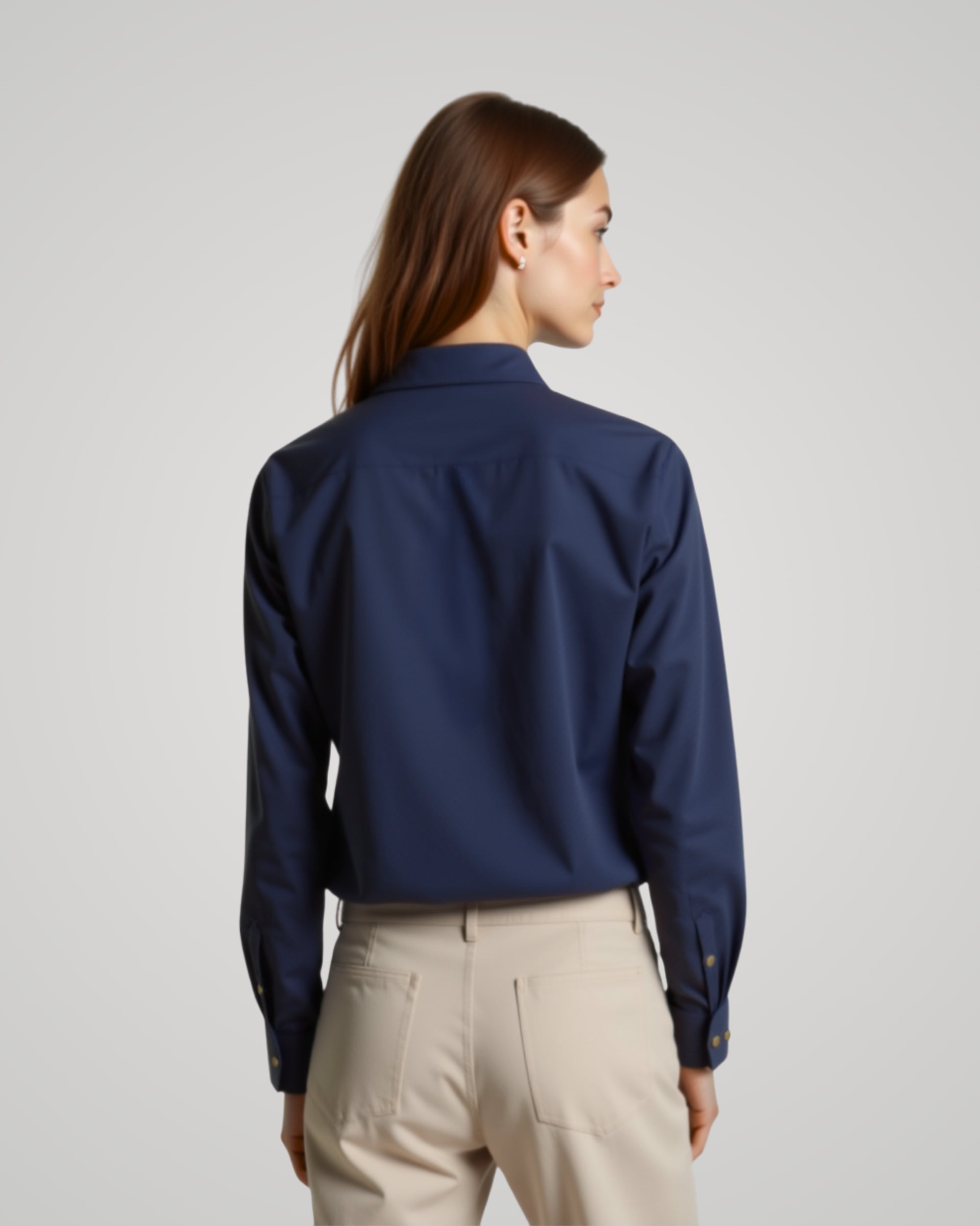 Long Sleeve Dusty Blue Twill Shirt