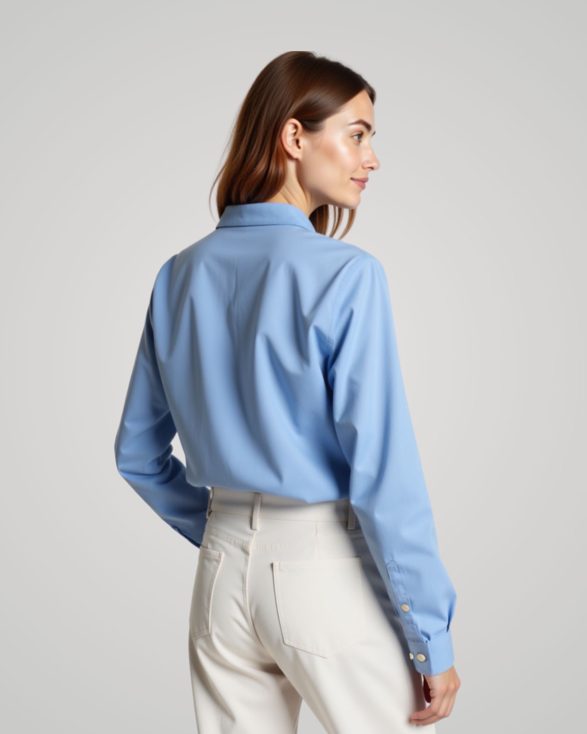 Long Sleeve Denim Blue Oxford Shirt