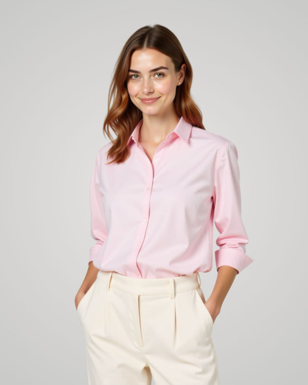 Long Sleeve Pink Twill Shirt