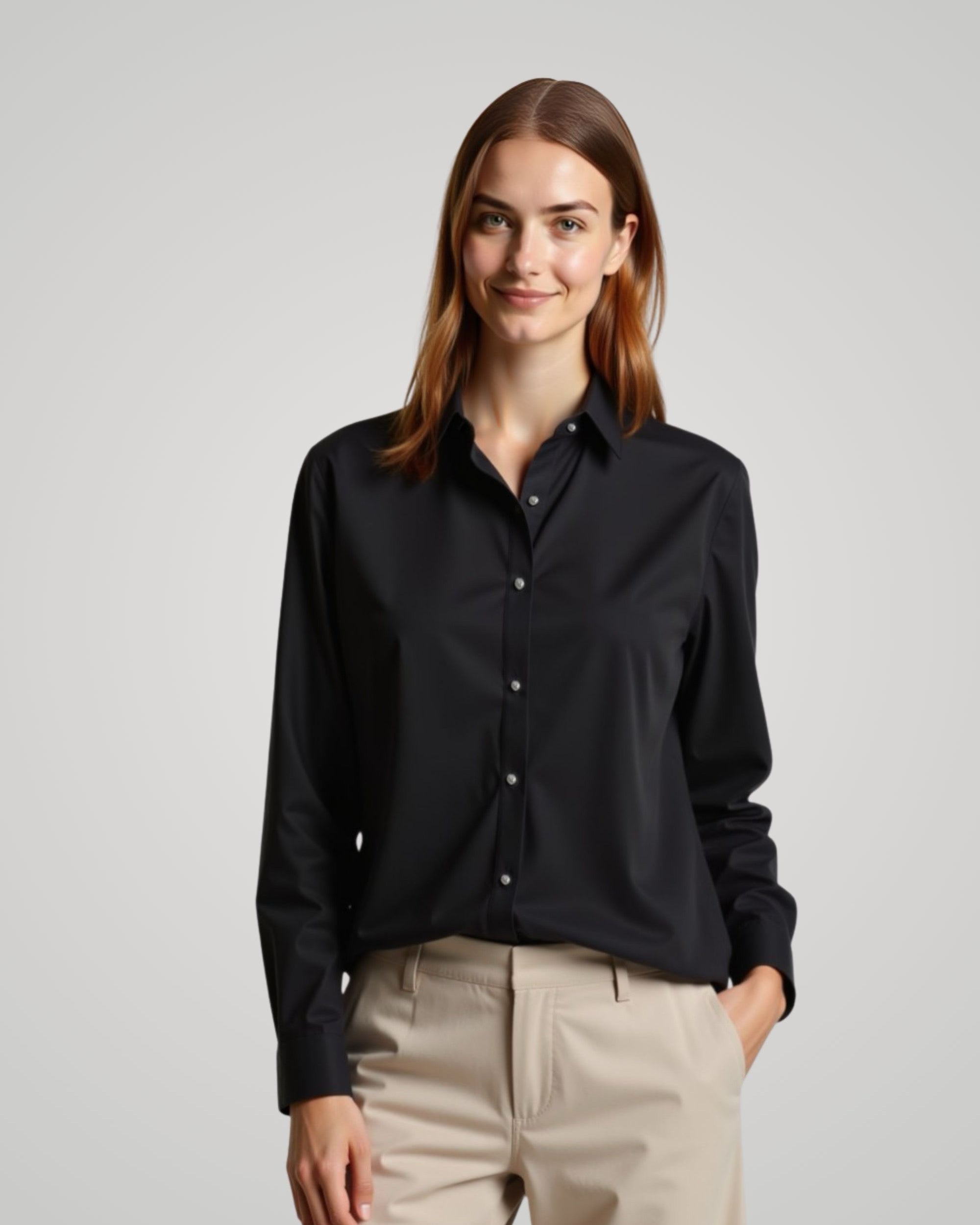 Long Sleeve Black Twill Shirt