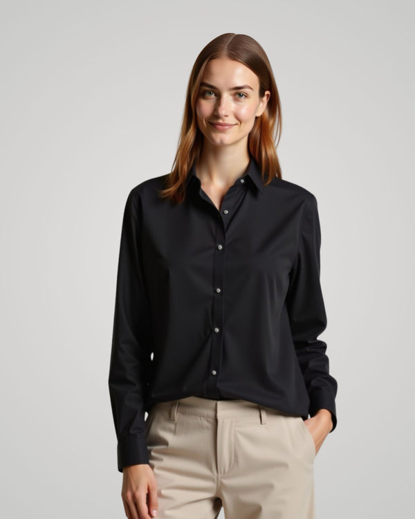 Long Sleeve Black Twill Shirt
