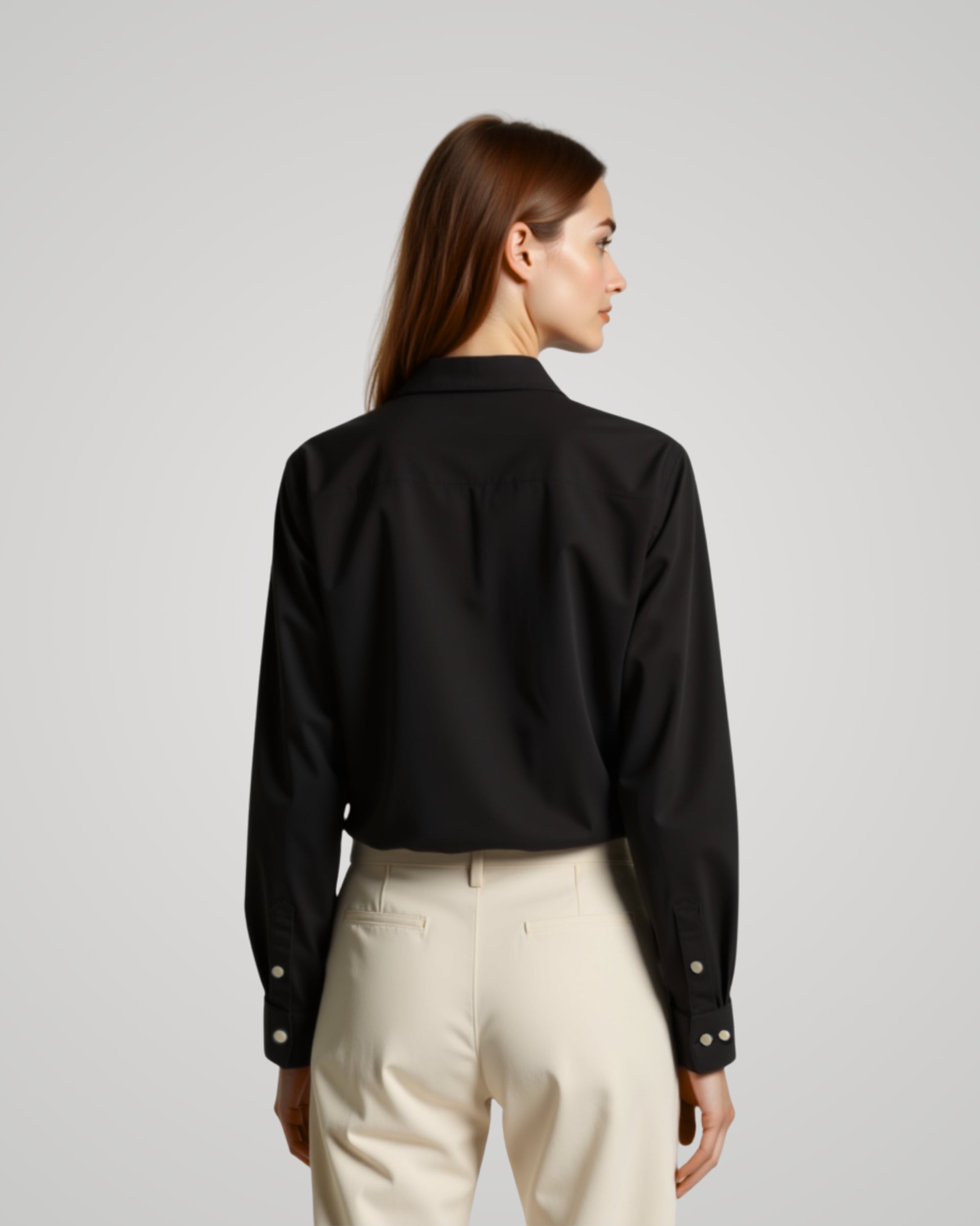 Long Sleeve Black Twill Shirt
