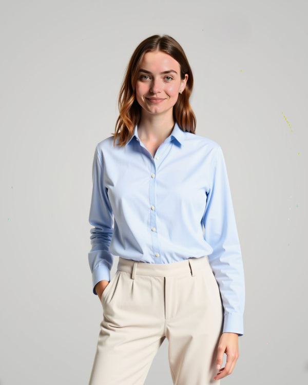 Long Sleeve Light Dusty Blue Twill Shirt