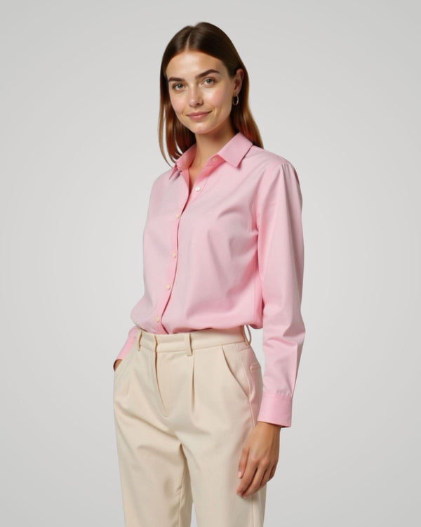 Long Sleeve Dusty Rose Poplin Shirt