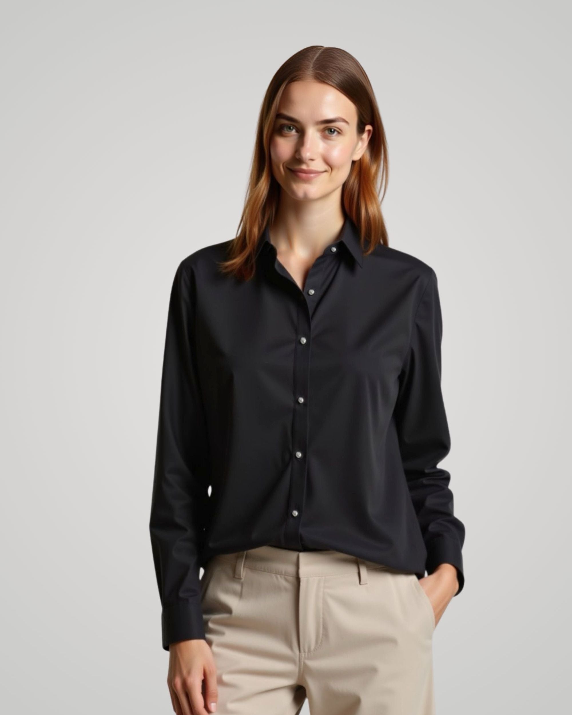 Long Sleeve Black Satin Shirt