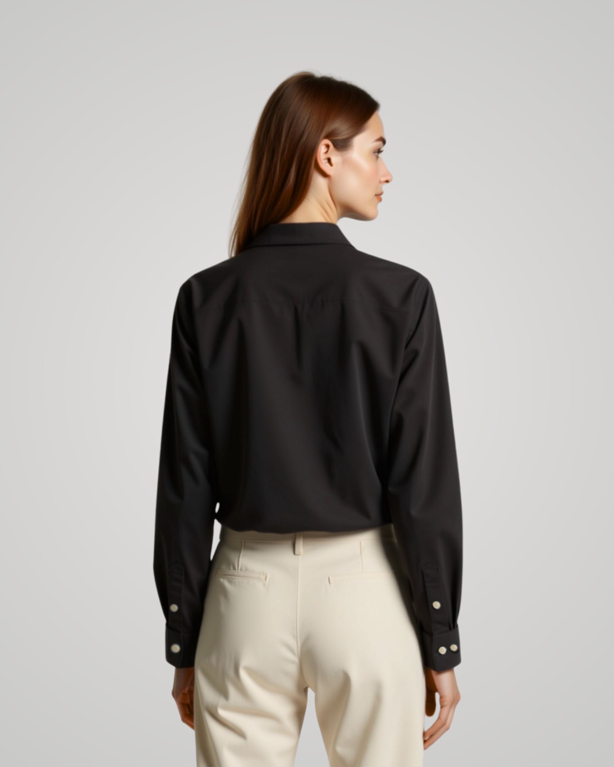 Long Sleeve Black Satin Shirt