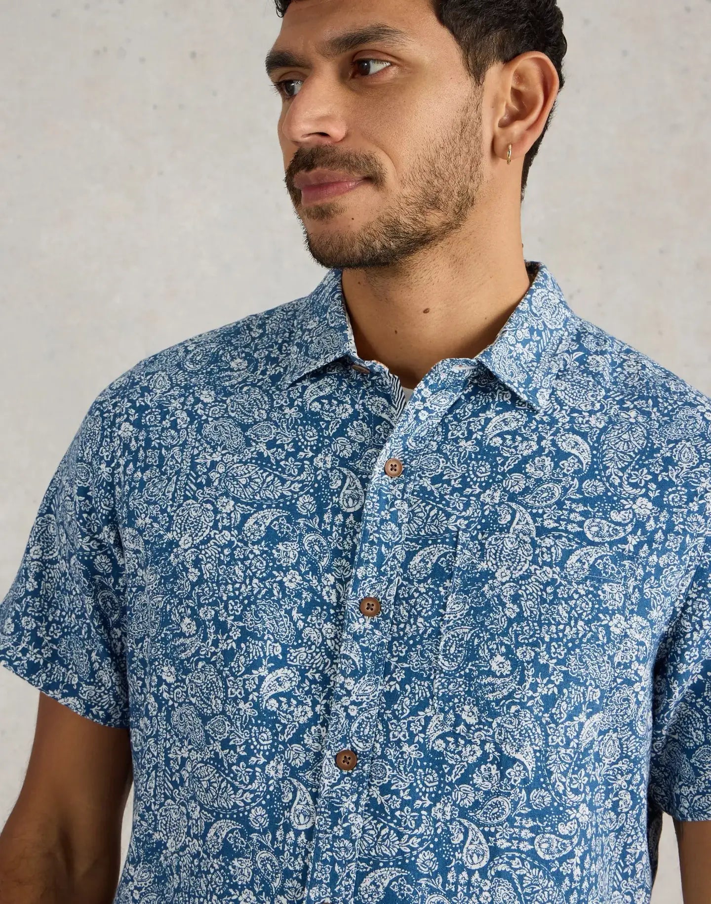 Finsbury Linen Blend Regular Fit Floral Print Shirt