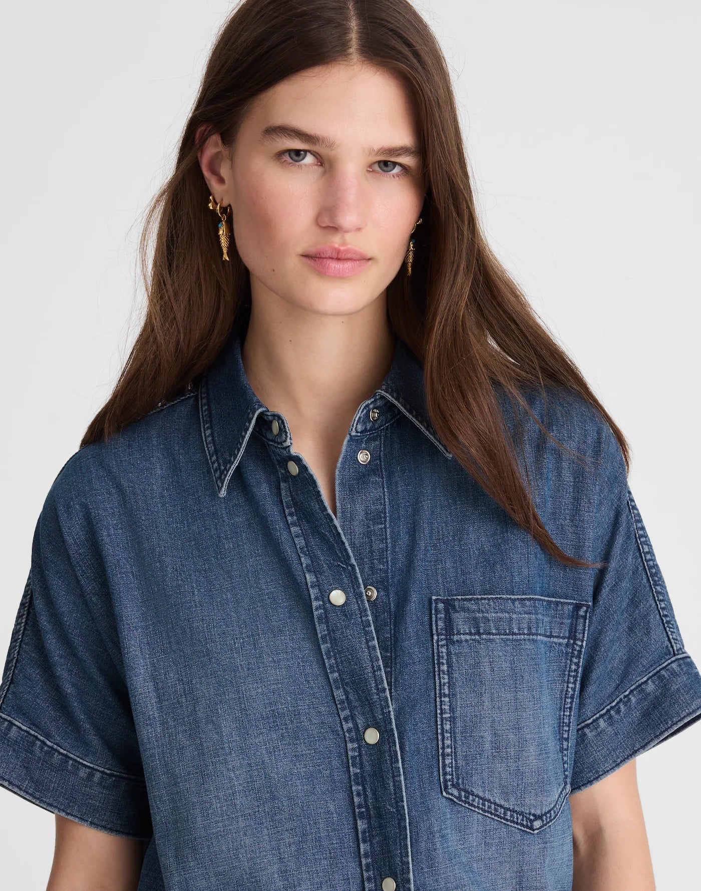 Shibori Denim Short-Sleeve Shirt