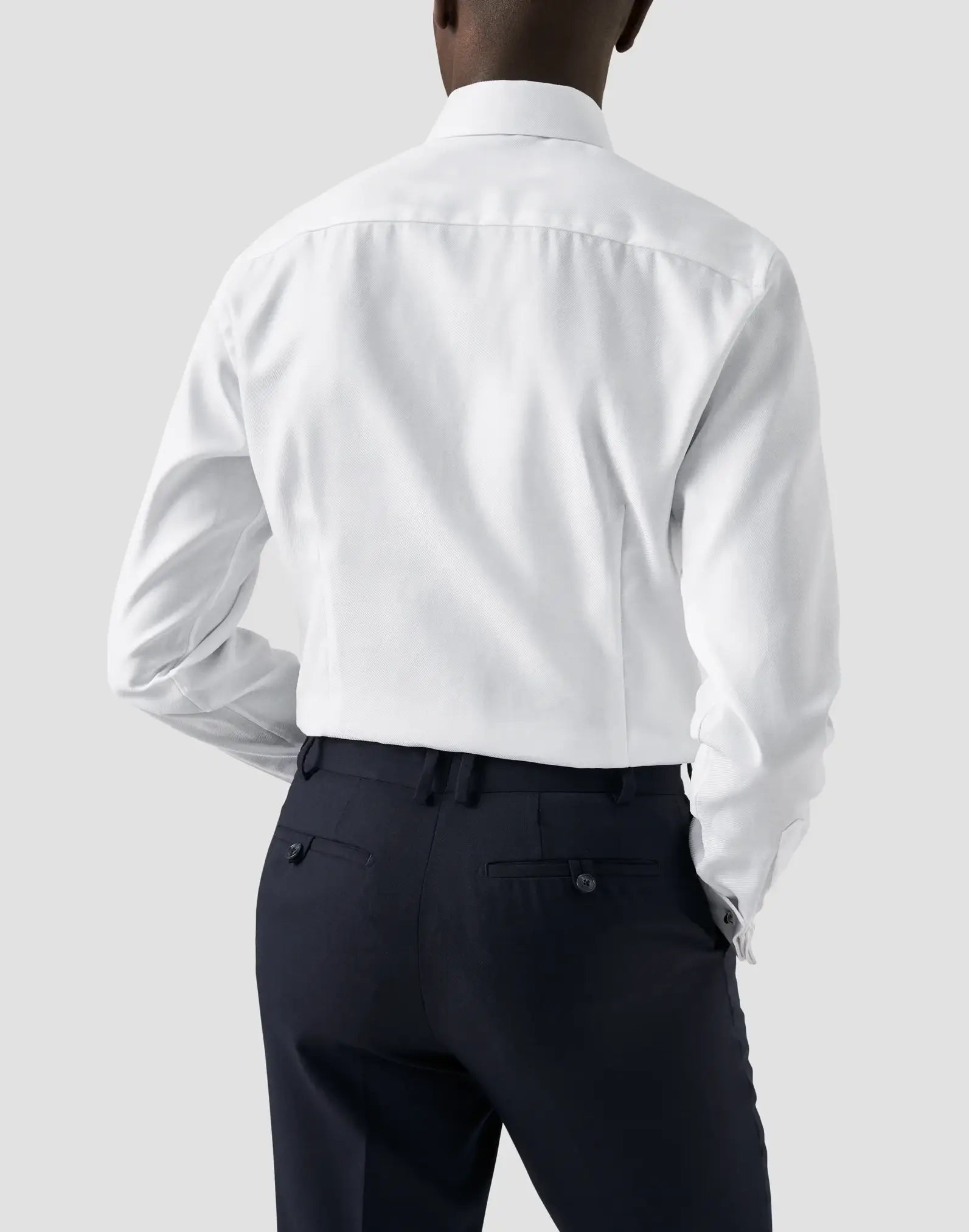 White Textured Twill Shirt – French Cuffs
